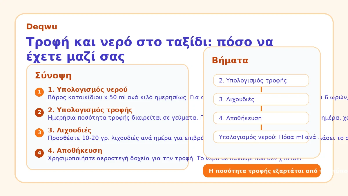 Τροφή και νερό στο ταξίδι: πόσο να έχετε μαζί σας