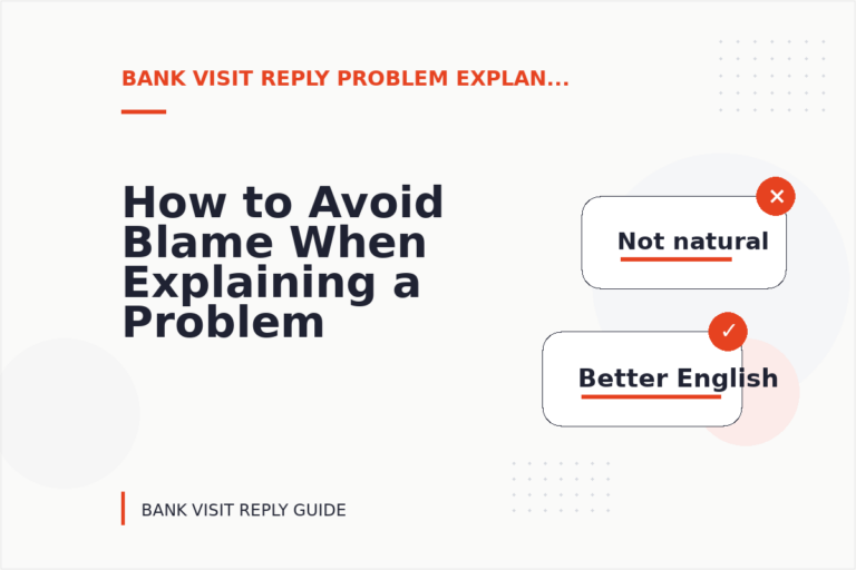 How to Avoid Blame When Explaining a Problem in Bank Visit Reply English